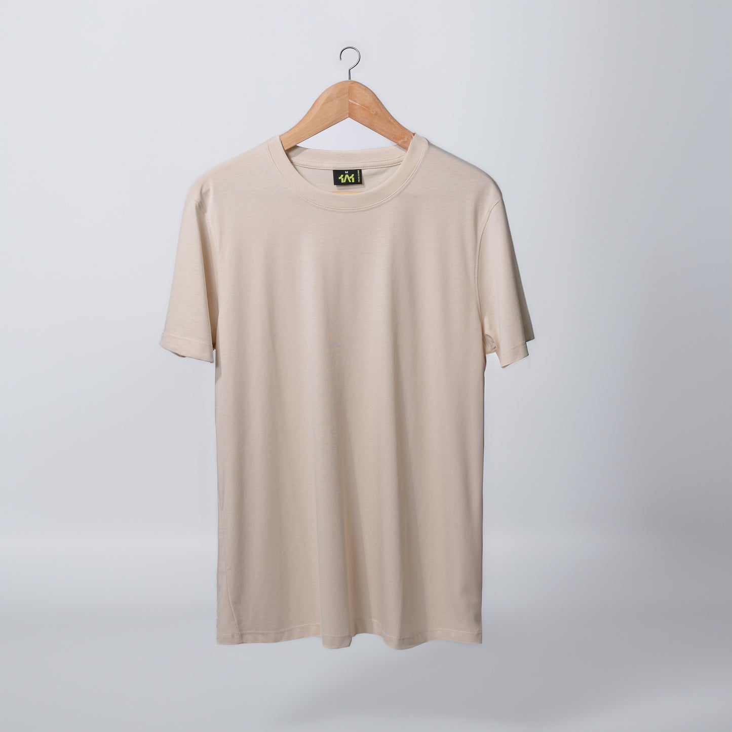 Beige pima cotton basic t-shirt