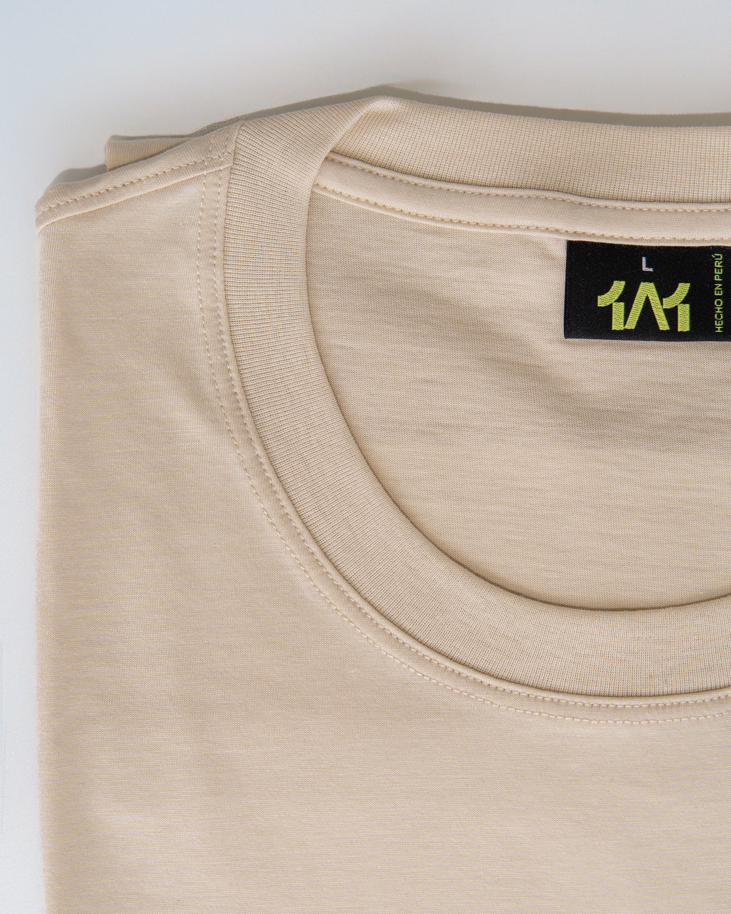 Beige pima cotton basic t-shirt