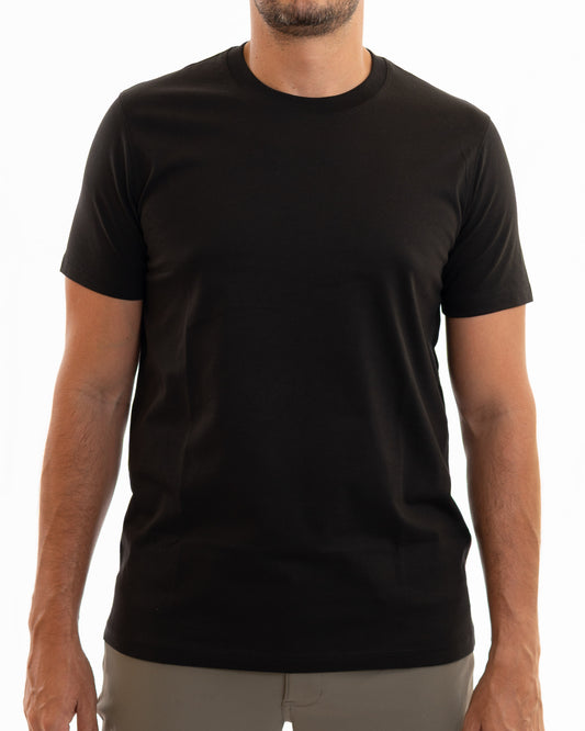 Black pima cotton basic t-shirt