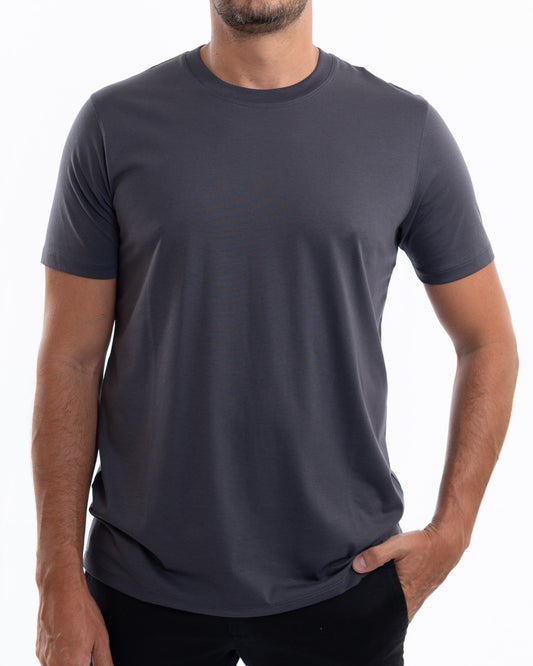 Grey pima cotton basic t-shirt