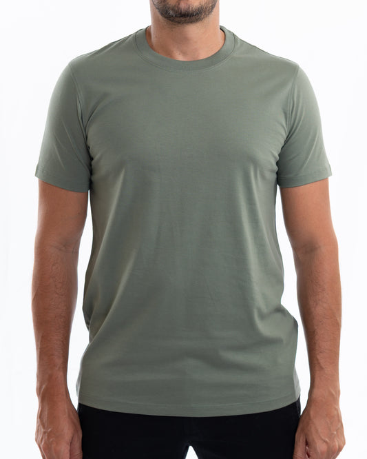 Green pima cotton basic t-shirt