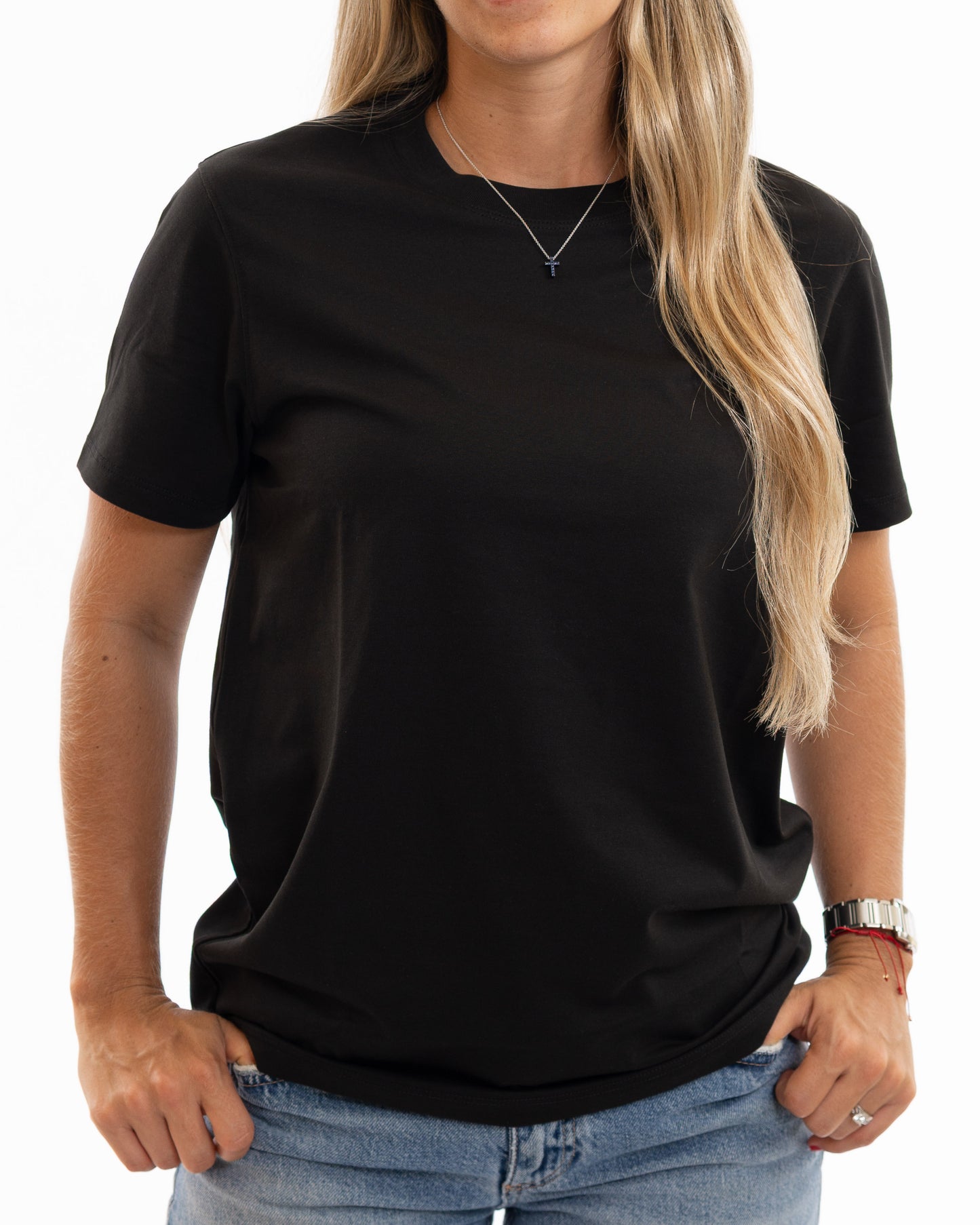 Black pima cotton basic t-shirt