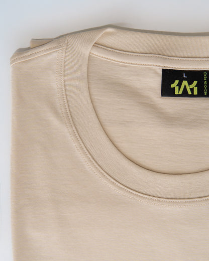 Beige pima cotton basic t-shirt