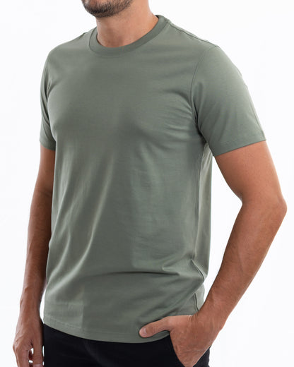 Green pima cotton basic t-shirt
