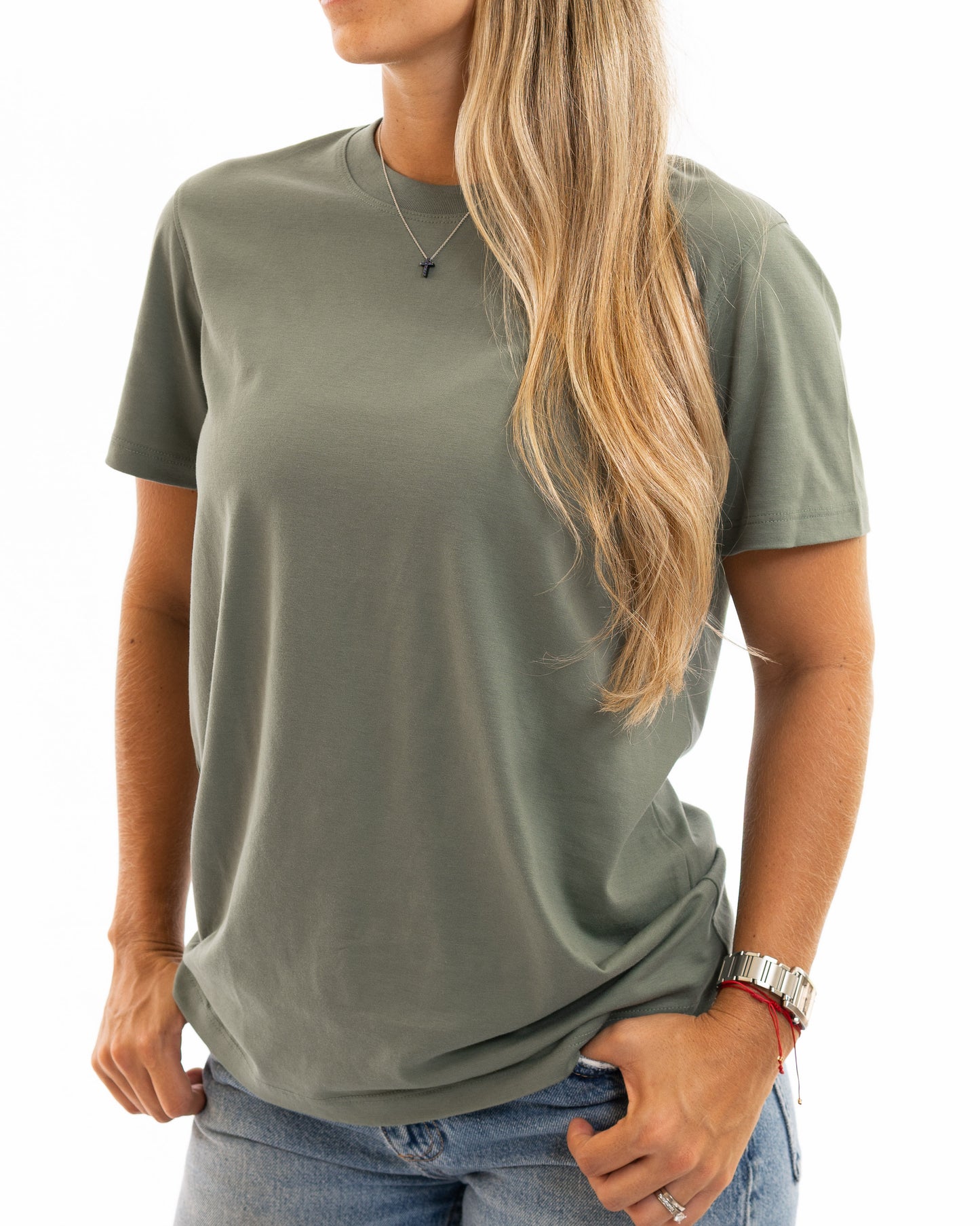 Green pima cotton basic t-shirt