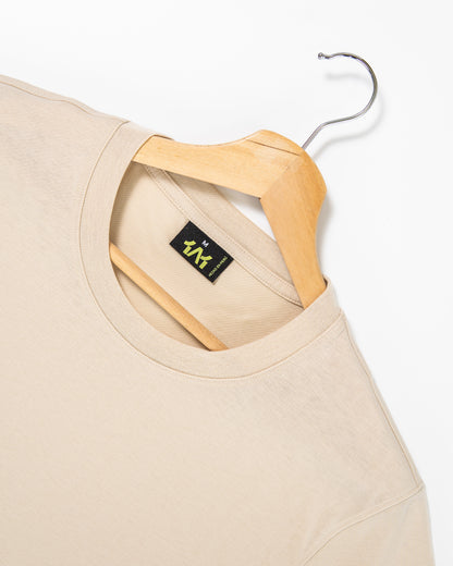 Beige pima cotton basic t-shirt