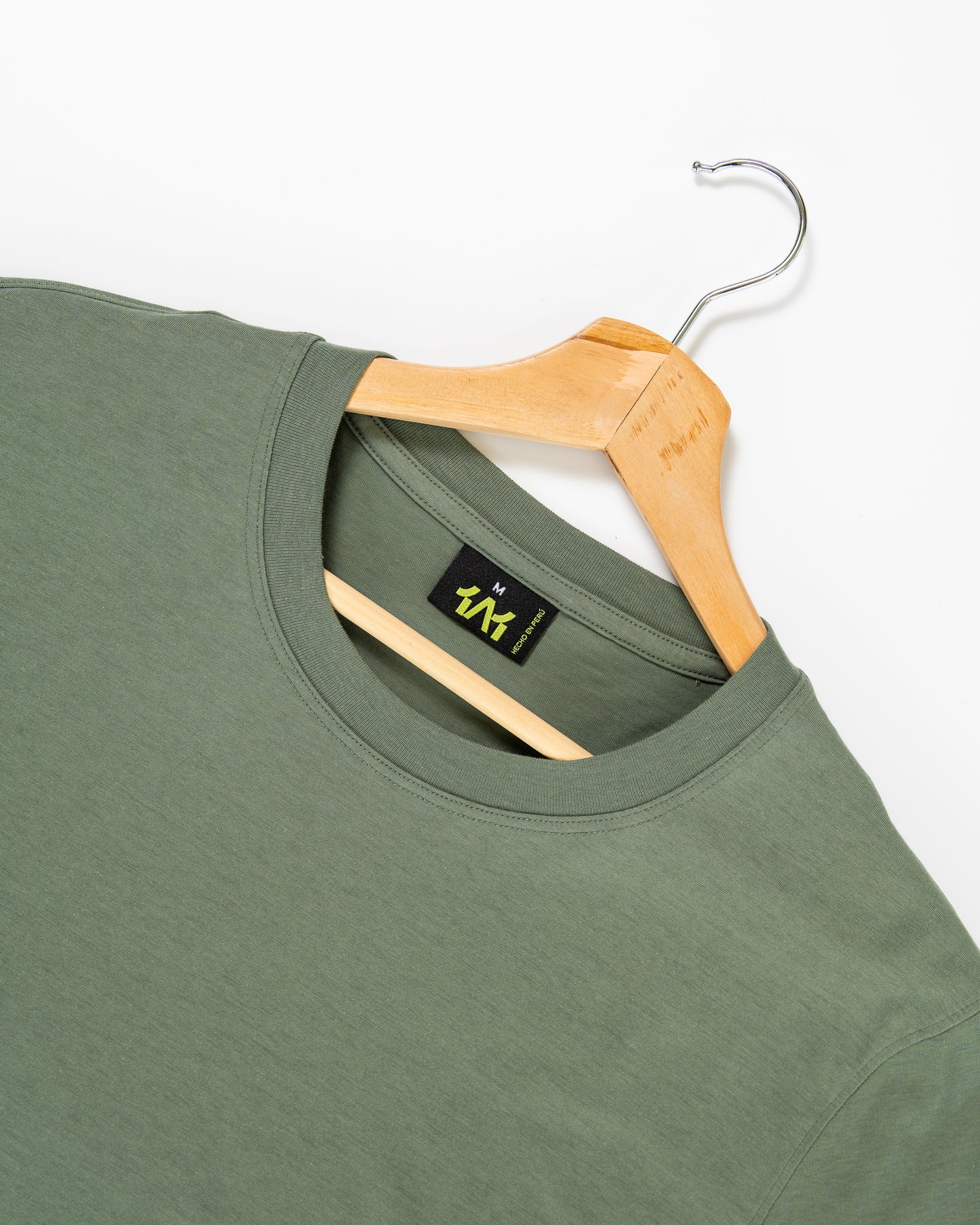 Green pima cotton basic t-shirt